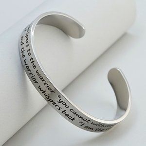 Fate whispers to the warrior Bracelet Cancer Cuff - Cancer Survivor Gifts
